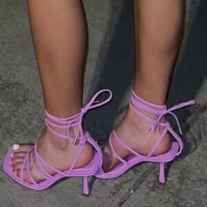 ASOS purple tie up the leg high heels